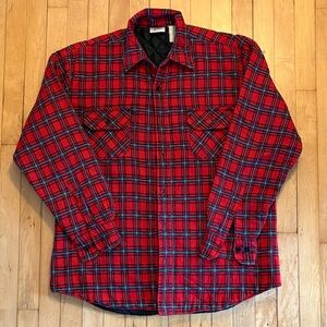 Vintage 80’s Red Plaid Quilted Shirt Jacket
